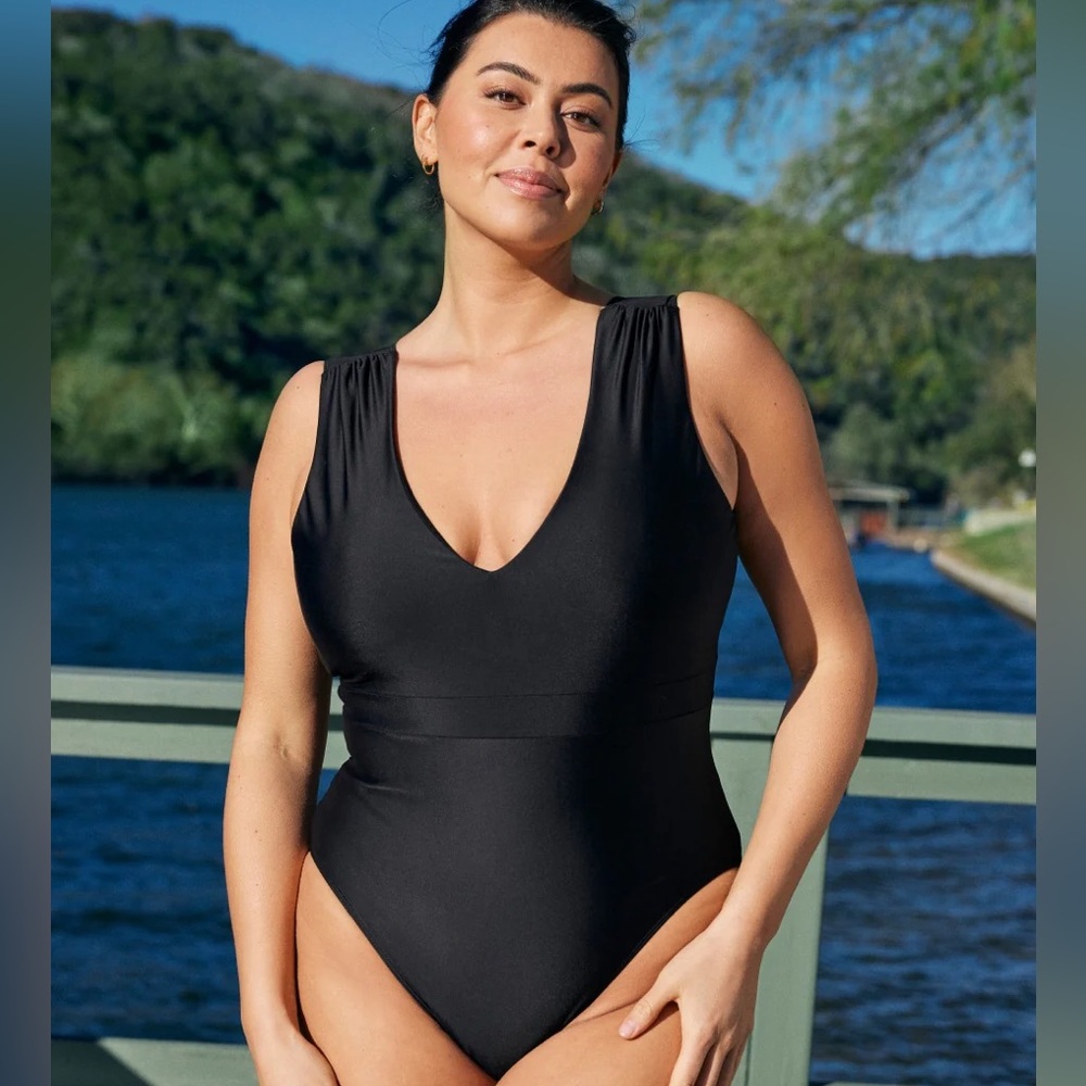 Summersalt Black Ruched Backflip One-Piece Swimsuit